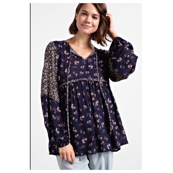 No. 270 1 LEFT ☀️Floral babydoll tunic top - Picture 4 of 7